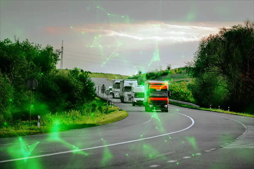 arriving-white-truck-road-rural-landscape-sunset-green-plexus