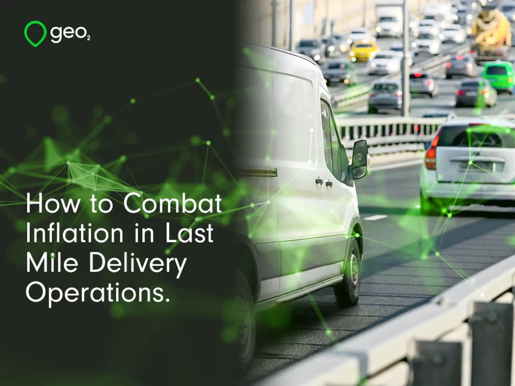 How to combat inflation in Last Mile Delivery operations title page with green plexus overlayed and white van in traffic