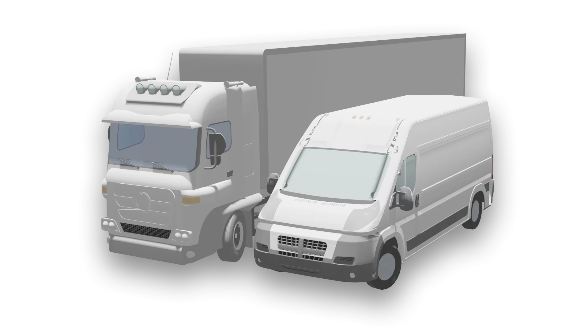 white lorry and van 3d models
