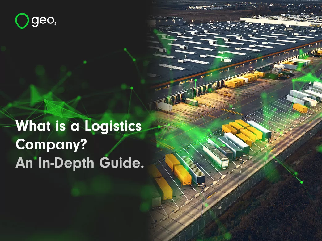 What is a logistics company title page with green plexus and warehouse picture at night