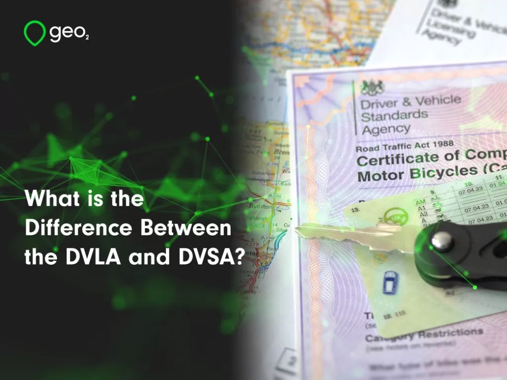 'What is the difference between the dvla and dvsa?' title page image with dvsa certificate and key on top green plexus overlayed