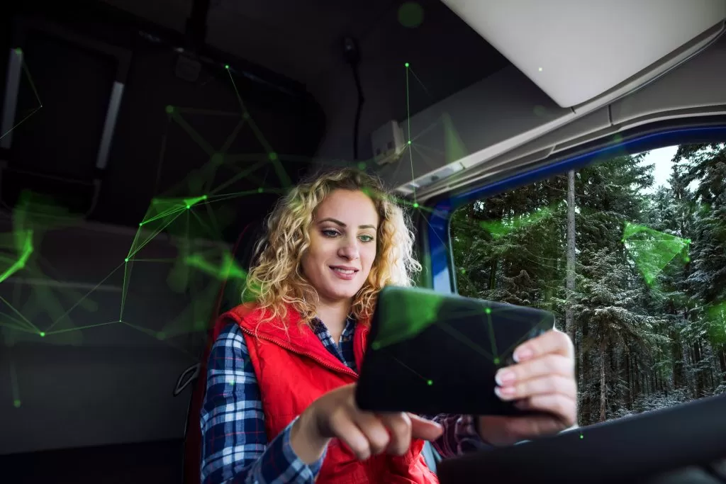 navigational equipment trucks person using waze green plexus